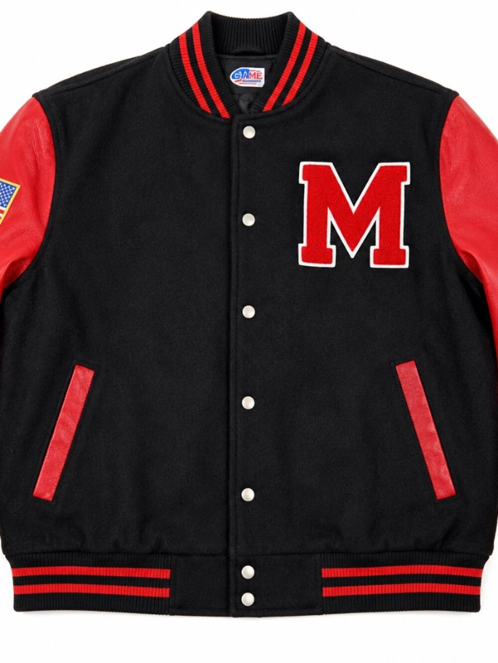 US Marines Mens XXL Black Red Suede JWM Varsity Style Jacket Wool Leather EUC